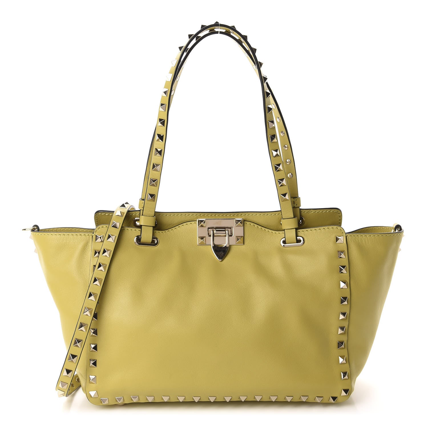 Valentino Garavani Vitello Small Rockstud Tote Yellow 1 of 9