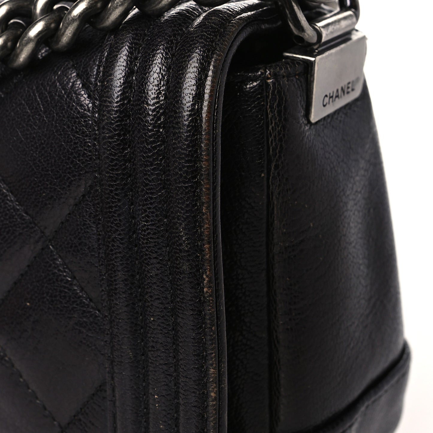 Goatskin Ombre Faded Quilted Small Boy Flap Black Grey