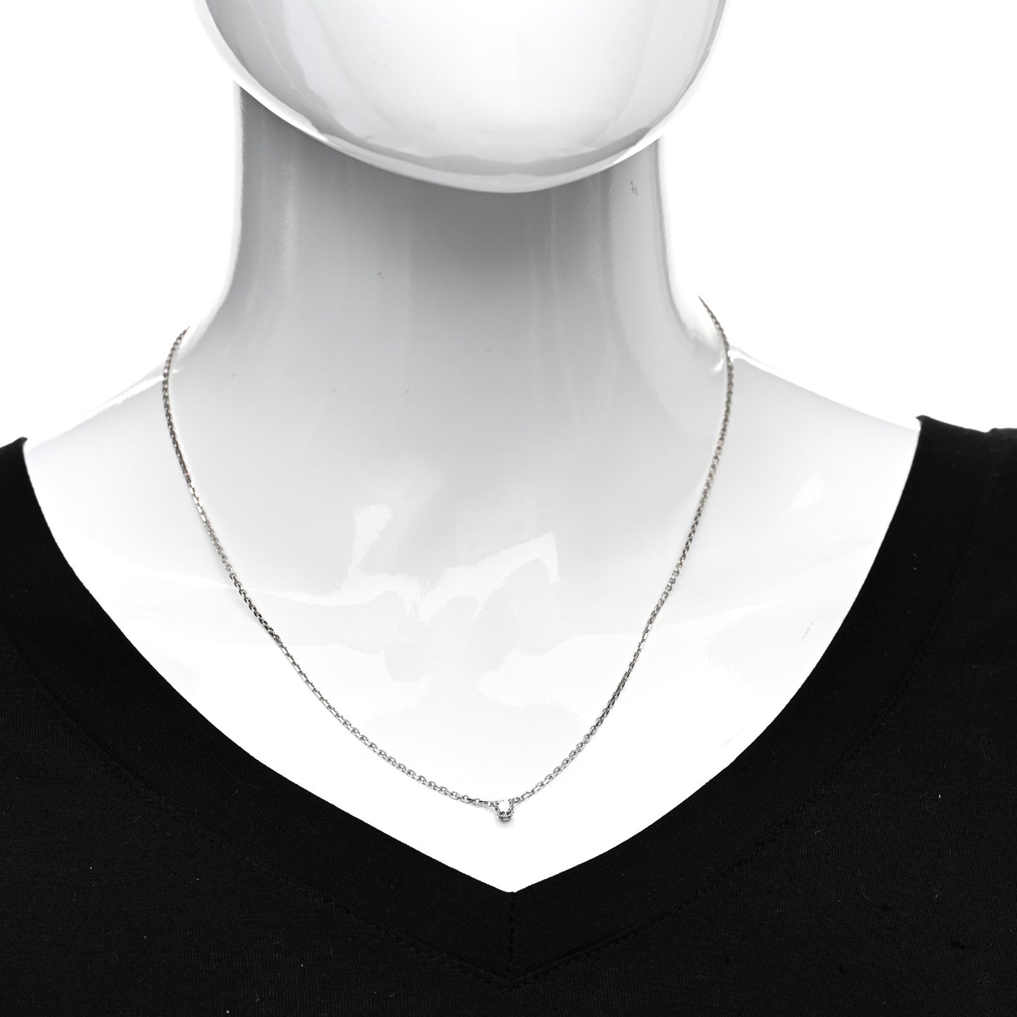 18K White Gold Diamond .23ct 1895 Solitaire Pendant Necklace