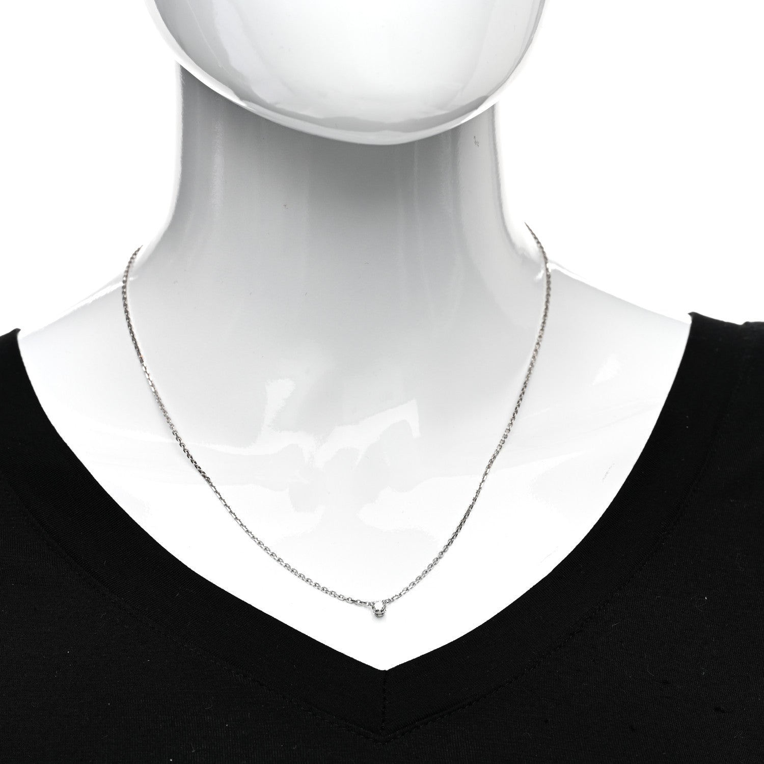 Cartier 18K White Gold Diamond .23ct 1895 Solitaire Pendant Necklace 2 of 4