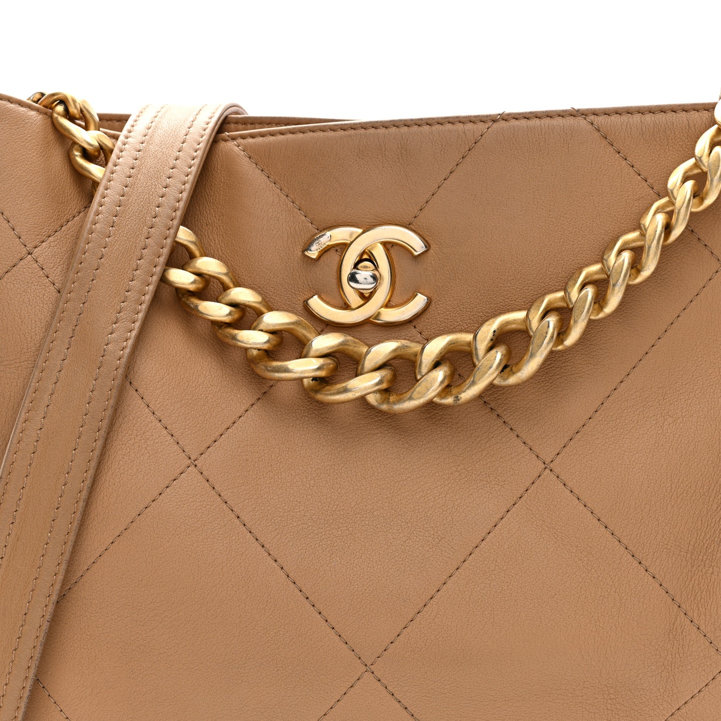 Calfskin Stitched Easy Mood Hobo Beige