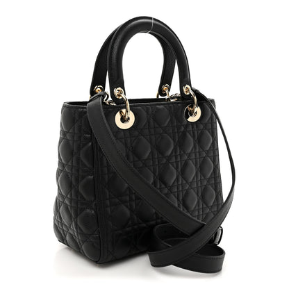 Christian Dior Grained Calfskin Cannage Medium Lady Dior Black 3 of 10
