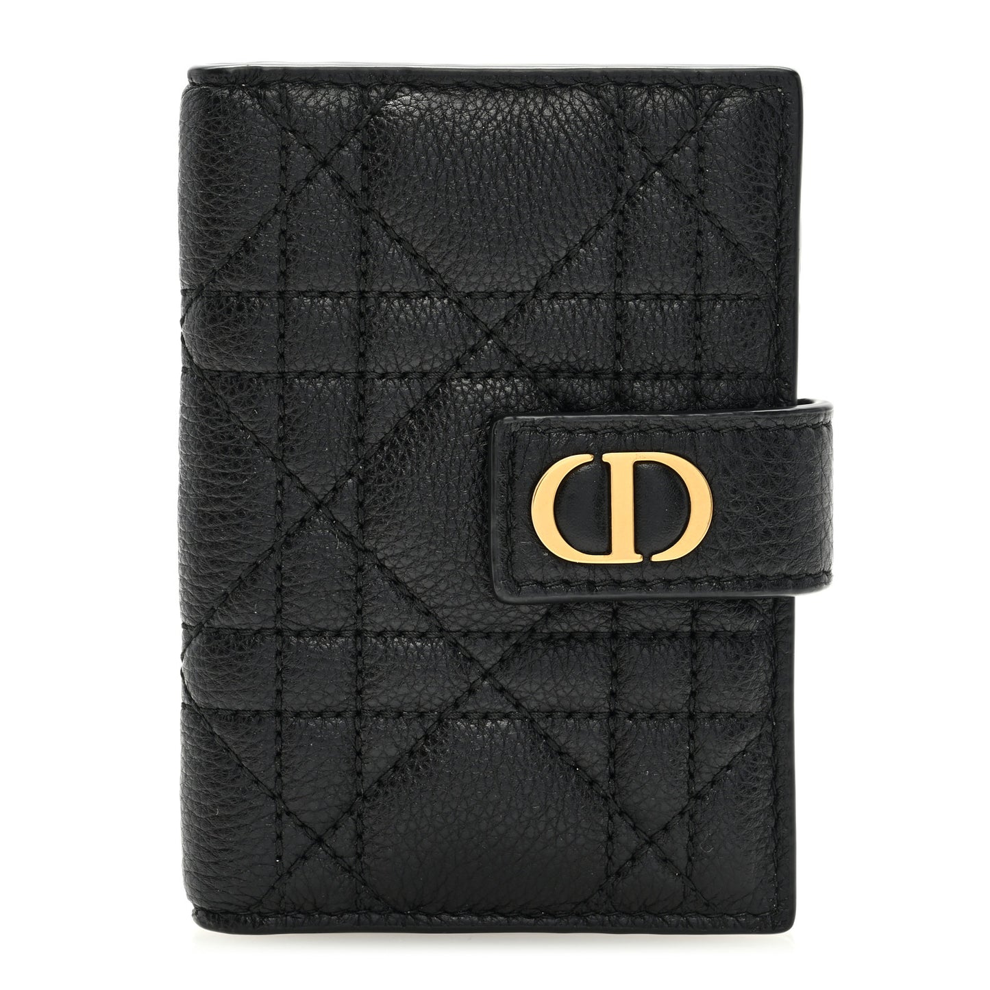 Supple Calfskin Cannage Caro Dandelion Card Holder Black
