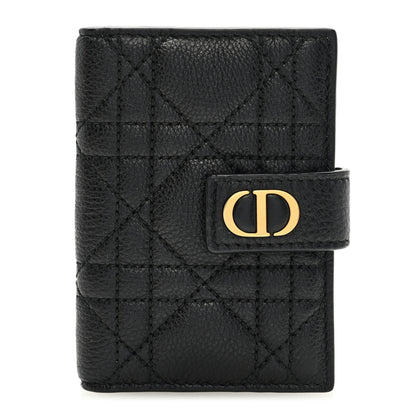 Christian Dior Supple Calfskin Cannage Caro Dandelion Card Holder Black 1 of 7