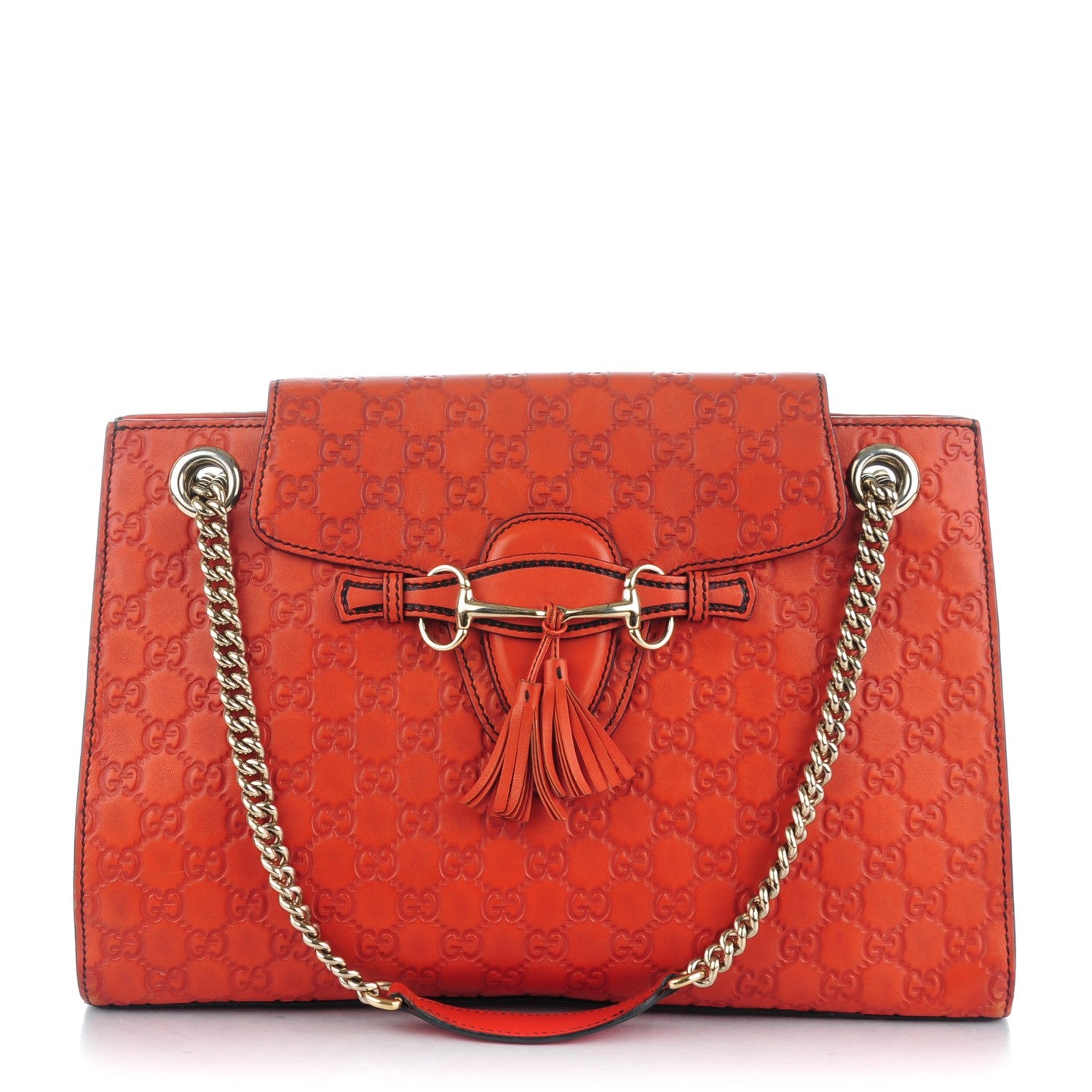 Gucci Guccissima Large Emily Chain Shoulder Bag Sun Orange 1 of 9