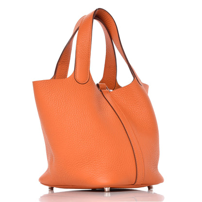 Hermes Taurillon Clemence Picotin Lock 18 PM Orange 3 of 7