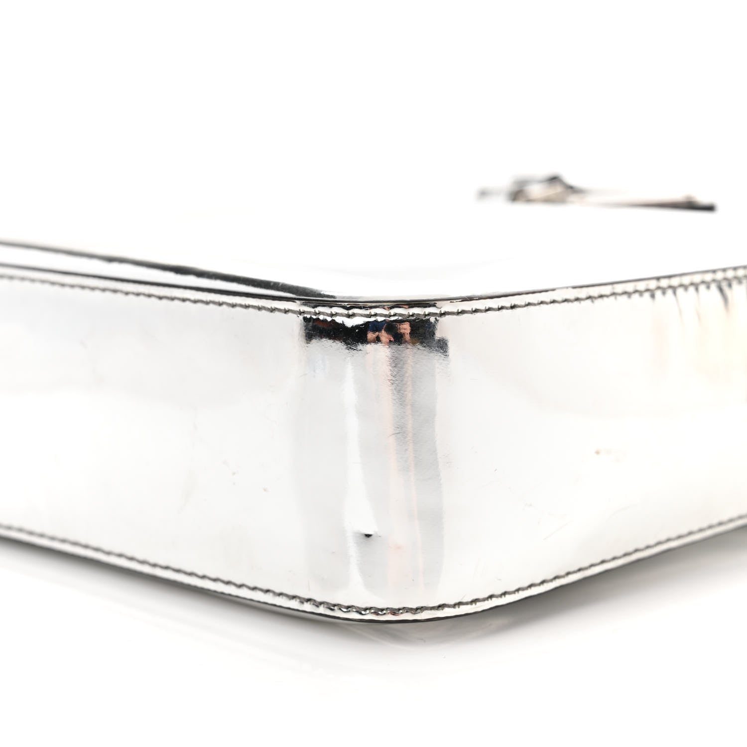 Prada Spazzolato Triangle Small Double Handle Crossbody Tote Argento 9 of 11