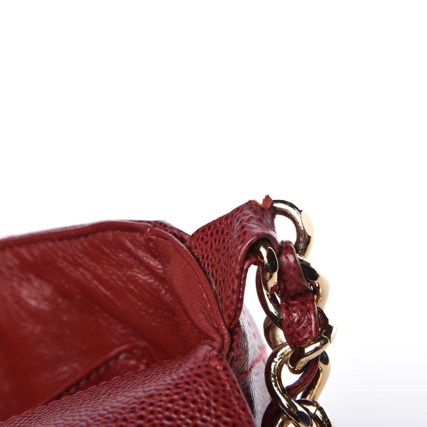 Caviar Quilted Medium Single Flap Dark Red