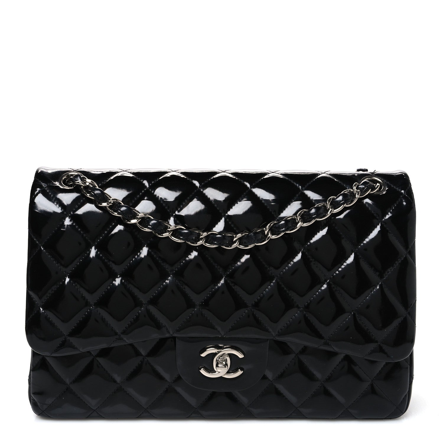 Chanel Patent Quilted Jumbo Double Flap Black 1 of 9