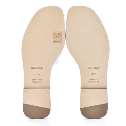Hermes Box Calfskin Oran Sandals 36.5 White 7 of 7