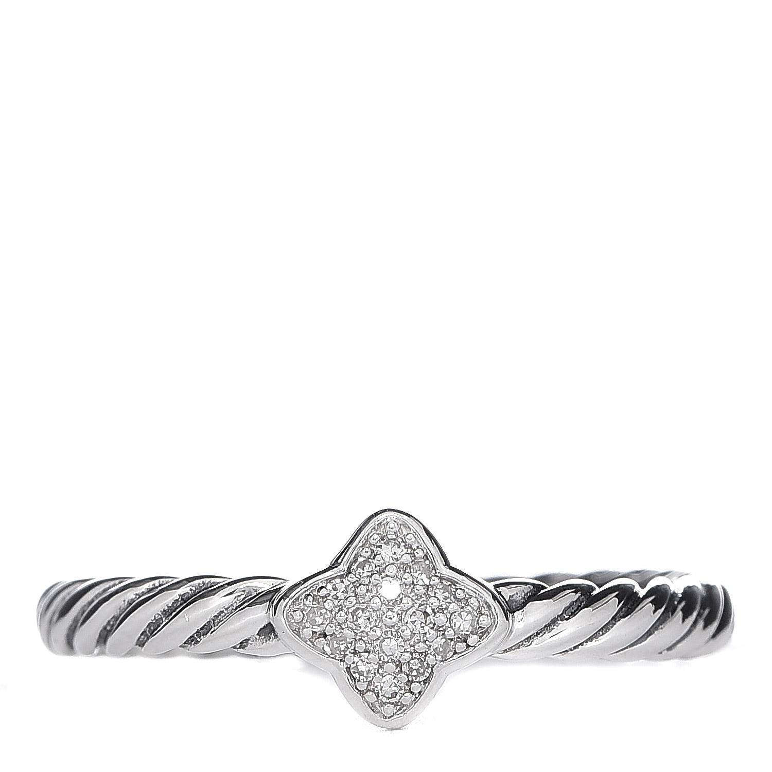 David Yurman Sterling Silver Diamond Quatrefoil Ring 54 7 1 of 5