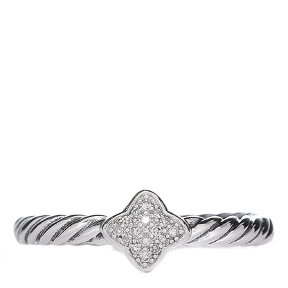 David Yurman Sterling Silver Diamond Quatrefoil Ring 54 7 1 of 5