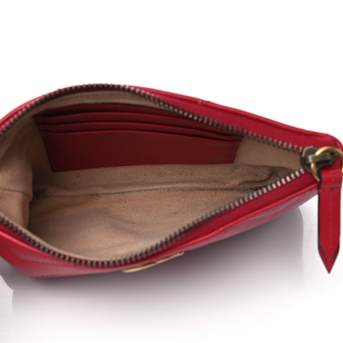 Calfskin Matelasse GG Marmont Wrist Wallet Hibiscus Red