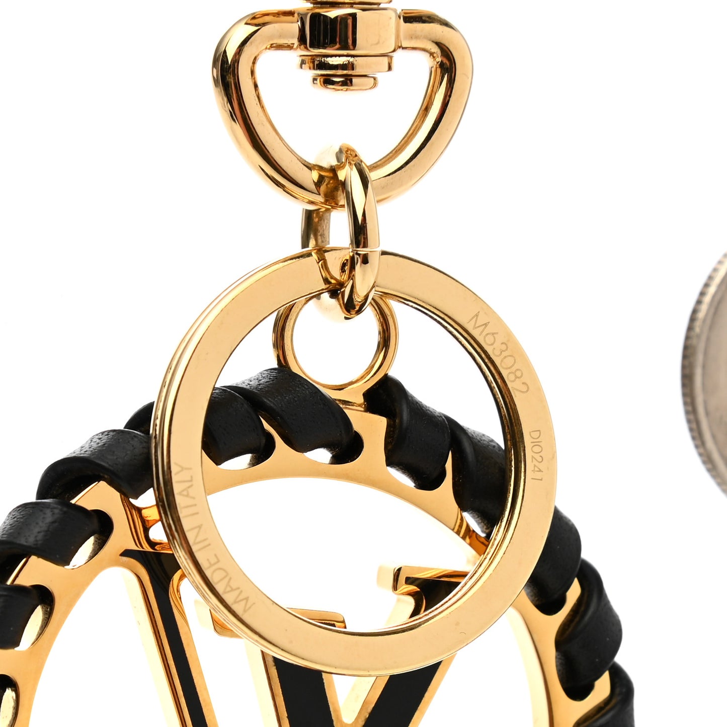 Metal Lambskin Enamel Very Bag Charm Key Holder Black