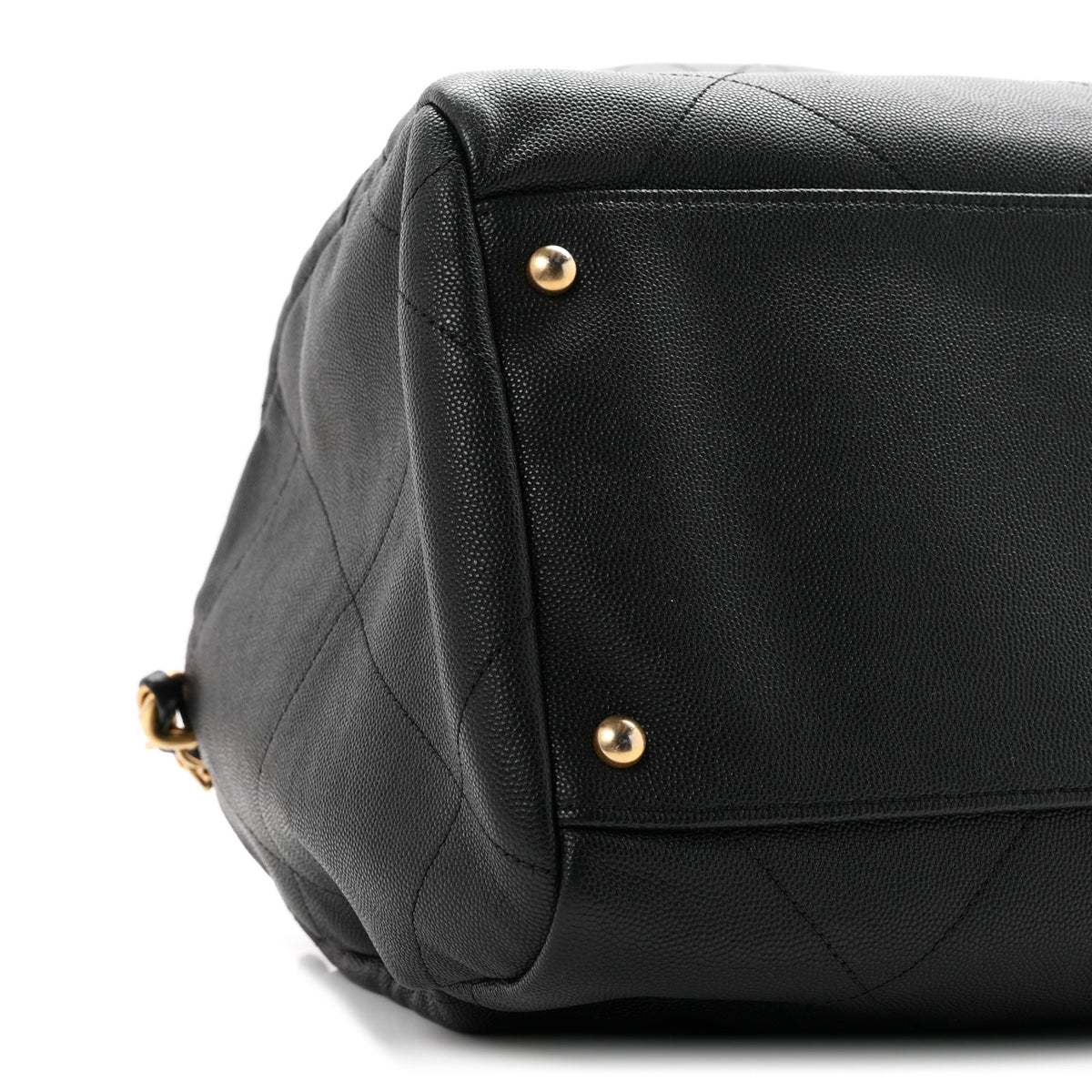 Chanel Grained Calfskin Lambskin Quilted Large Bowling Bag Black 9 of 10