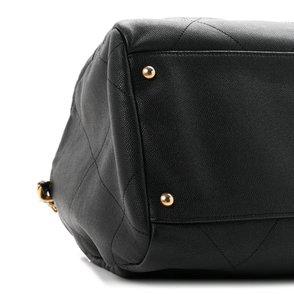 Chanel Grained Calfskin Lambskin Quilted Large Bowling Bag Black 9 of 10
