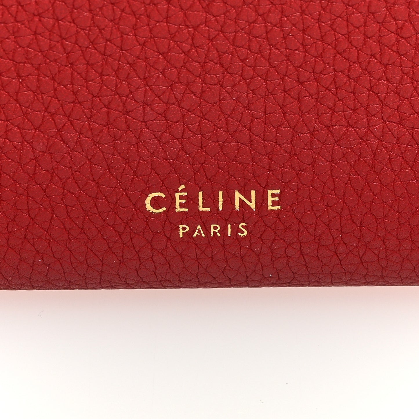 Drummed Calfskin Large Multifunction Flap Wallet Coquelicot