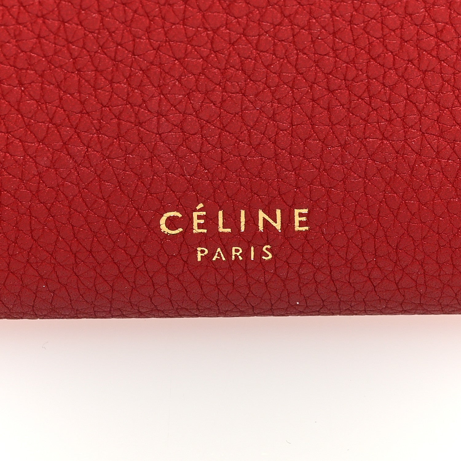 Celine Drummed Calfskin Large Multifunction Flap Wallet Coquelicot 6 of 6