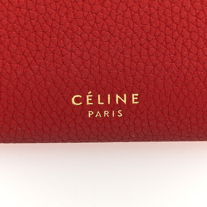 Celine Drummed Calfskin Large Multifunction Flap Wallet Coquelicot 6 of 6