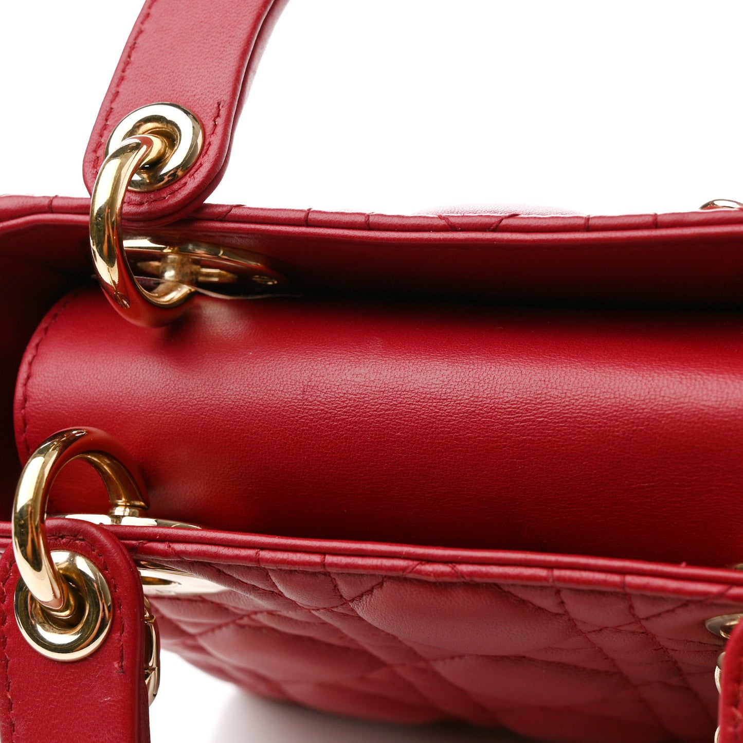 Lambskin Cannage Mini Lady Dior Burgundy