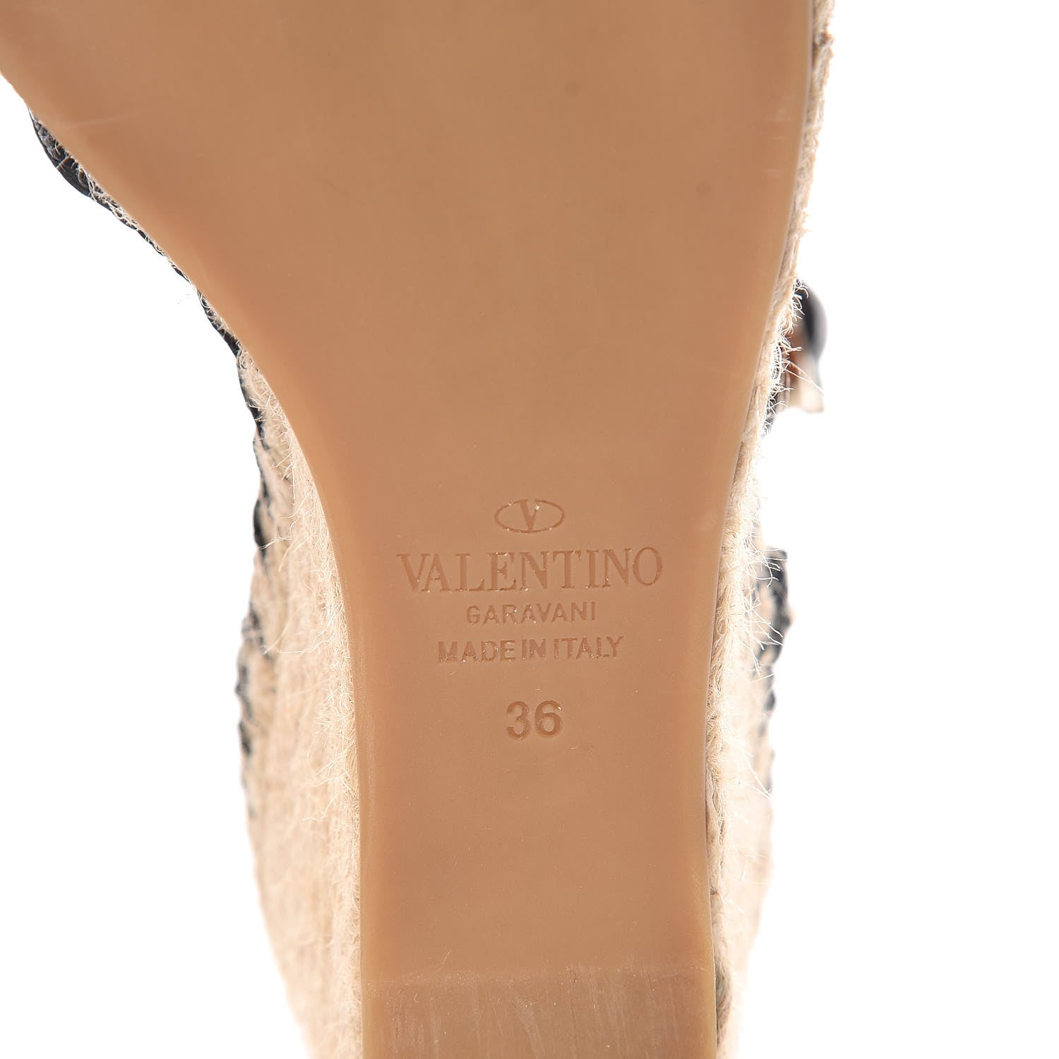 Valentino Garavani Grained Calfskin Rockstud Ankle Wrap Espadrille 15/85mm Wedges 36 Black Light Cuir 6 of 8