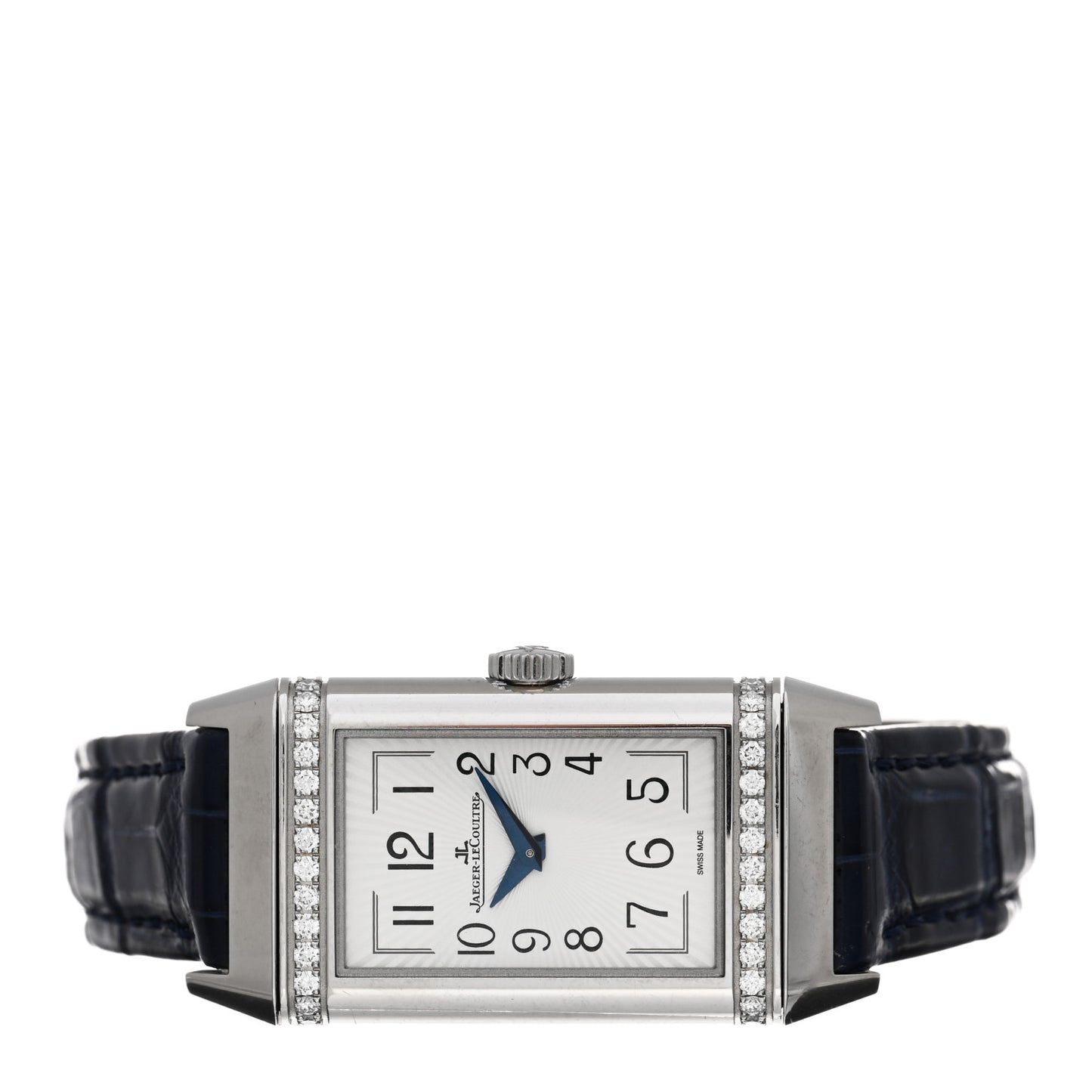 Stainless Steel Alligator Diamond 20mm Reverso One Duetto Manual Winding Watch 201.8.44
