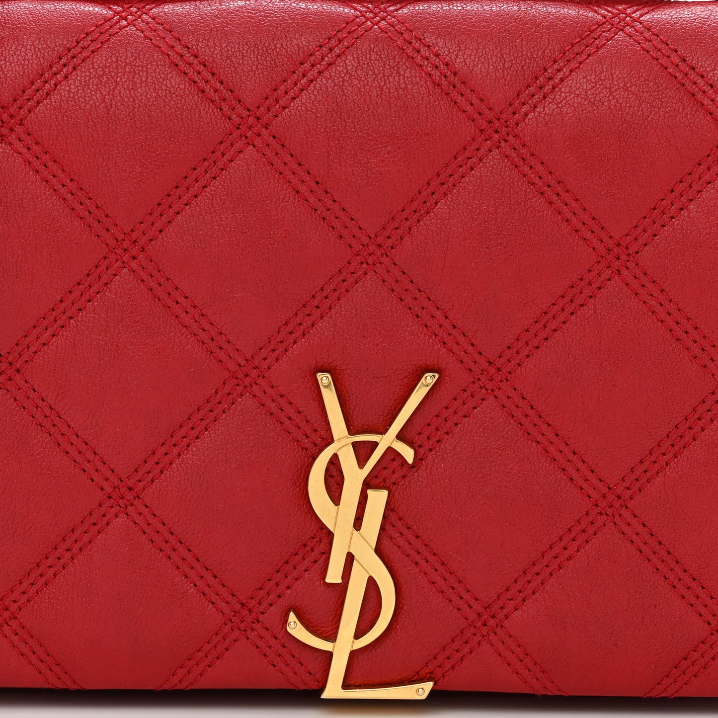 Lambskin Diamond Quilted Becky Chain Wallet Rouge Eros
