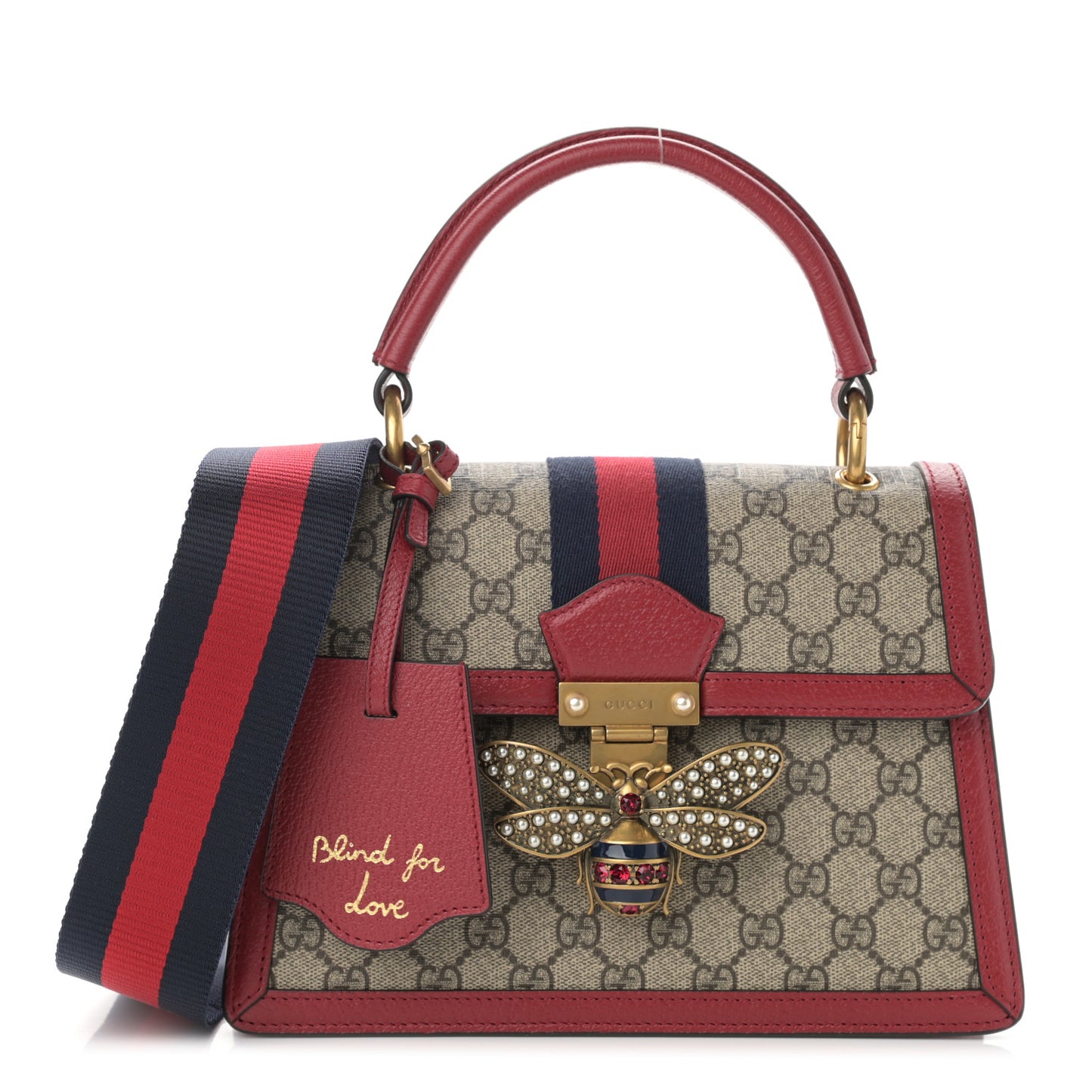 GG Supreme Monogram Small Queen Margaret Top Handle Bag Red
