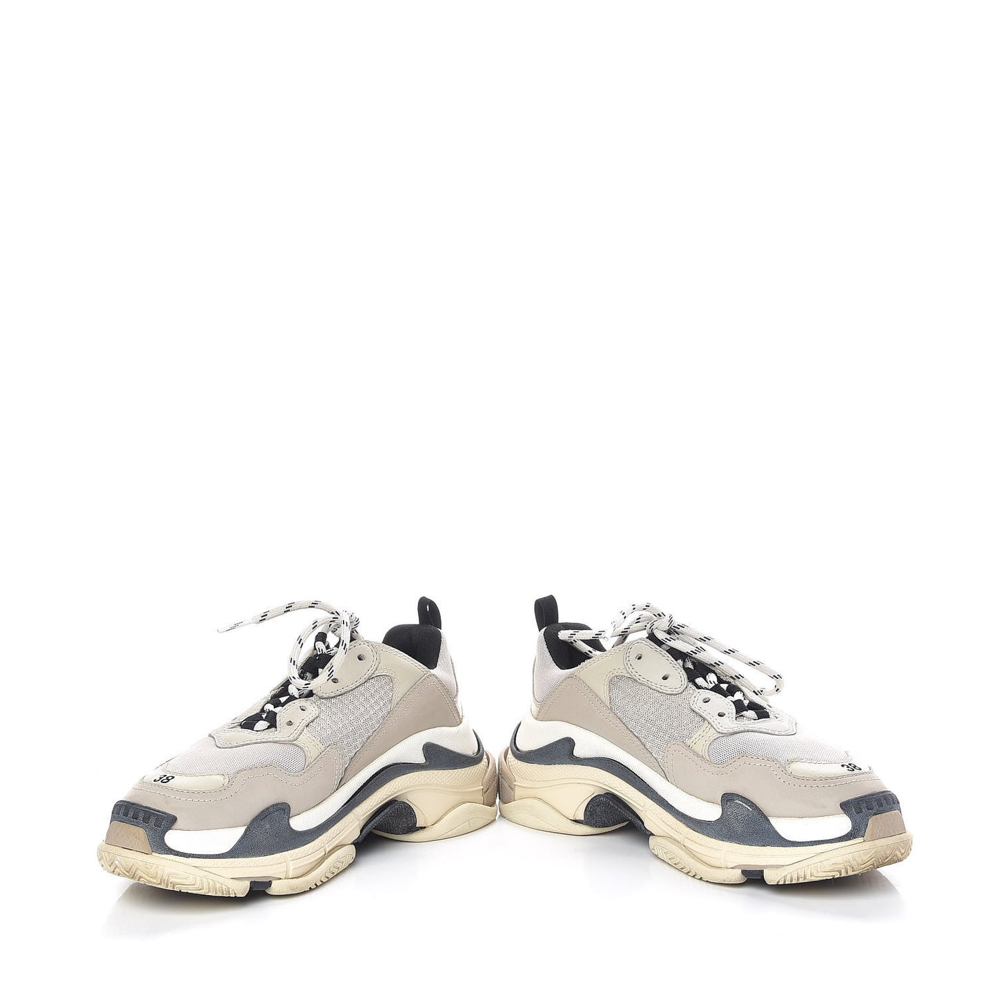 Fabric Mesh Womens Triple S Sneakers 38 Beige Black
