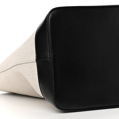 Saint Laurent Canvas Calfskin Shopping Tote White Black 10 of 12