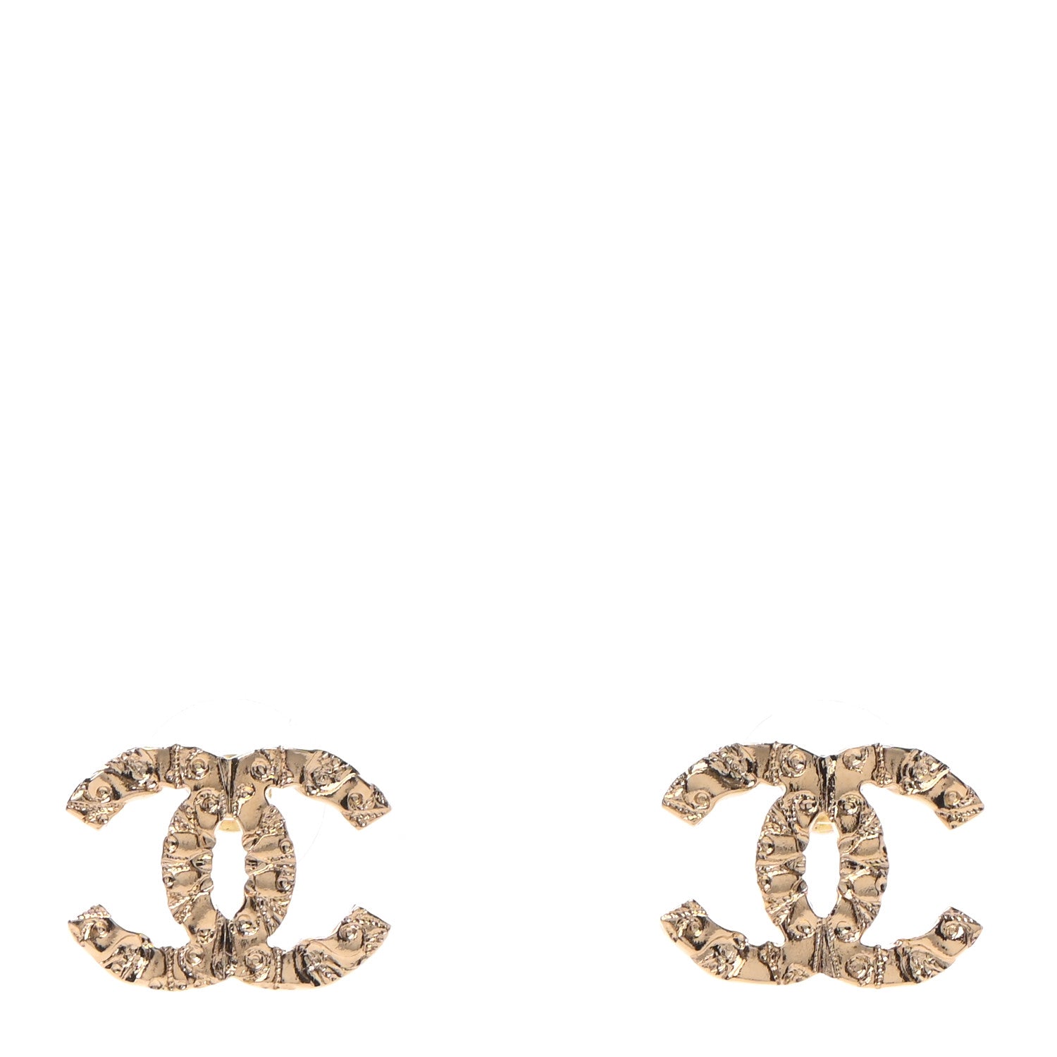 Chanel Metal Textured CC Earrings Gold 1 of 4