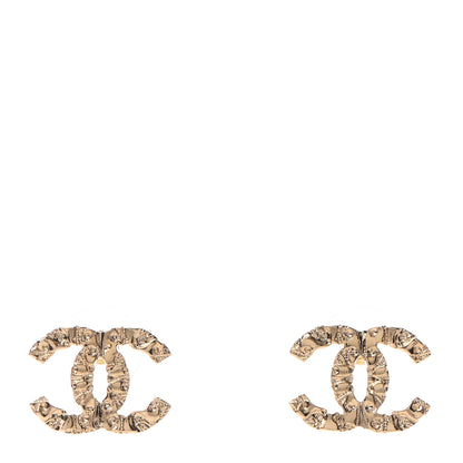 Chanel Metal Textured CC Earrings Gold 1 of 4