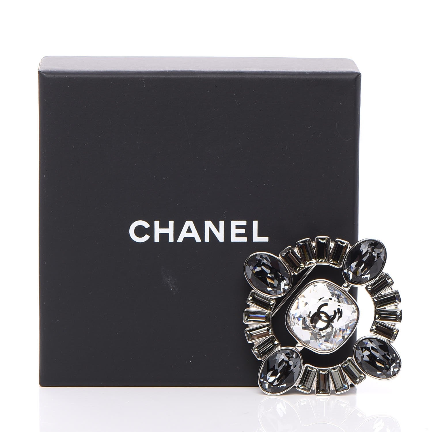 Chanel Baguette Crystal CC Brooch Silver 5 of 5