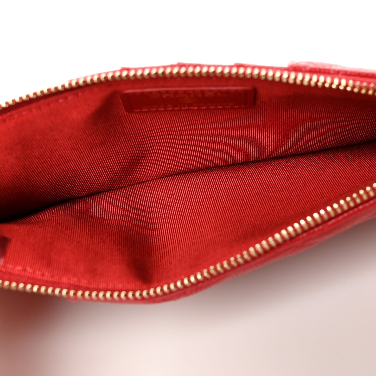 Caviar Quilted Classic Flat Wallet Pouch Red