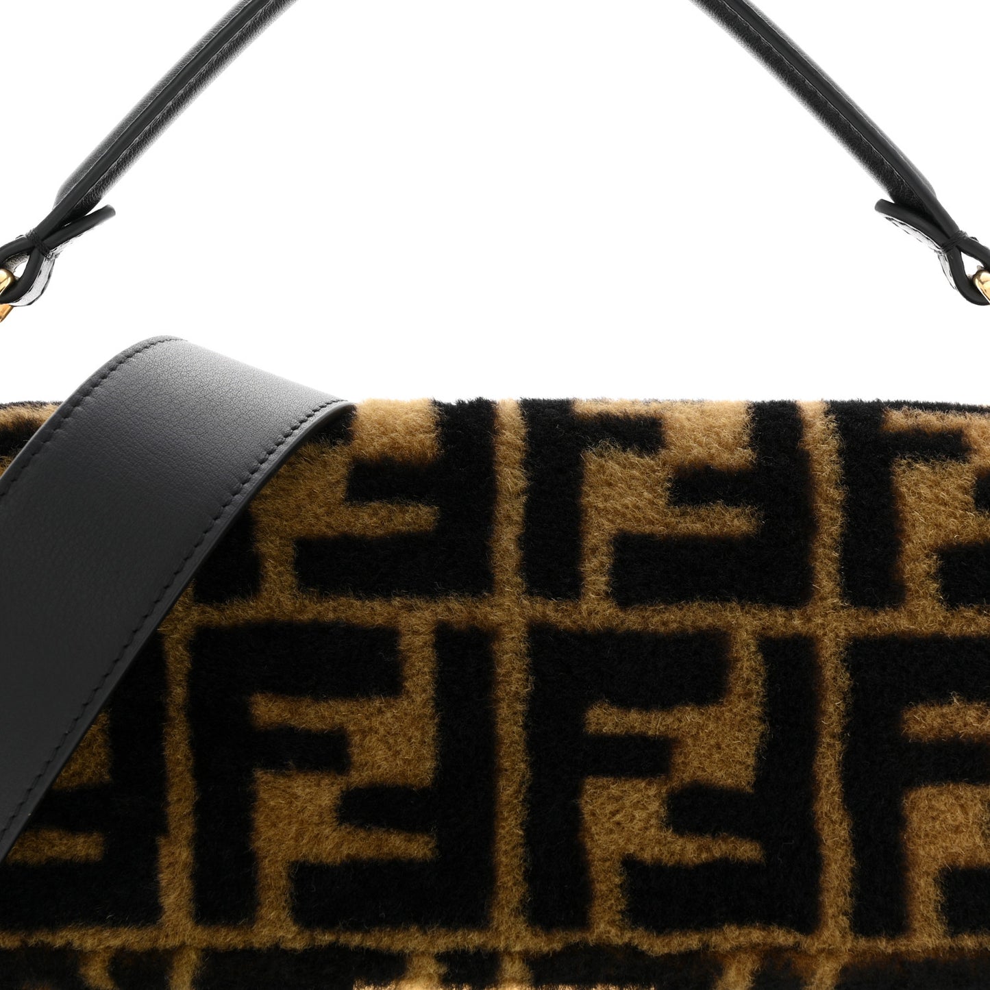 Shearling Vitello Dolce Macro FF 1974 Baguette Tobacco Black