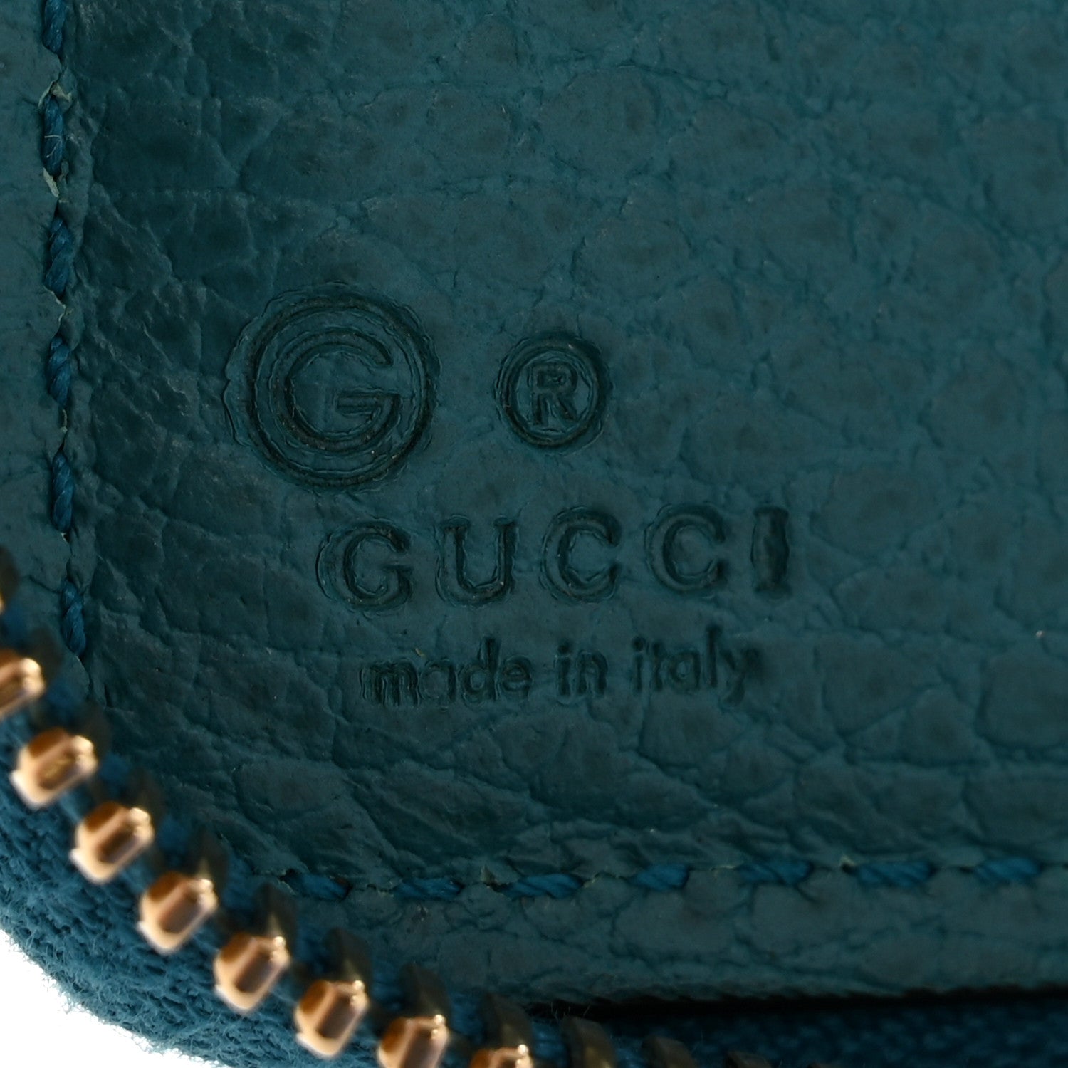 Gucci Monogram Dollar Calfskin Zip Around Compact Wallet Beige Ebony Deep Cobalt 6 of 9