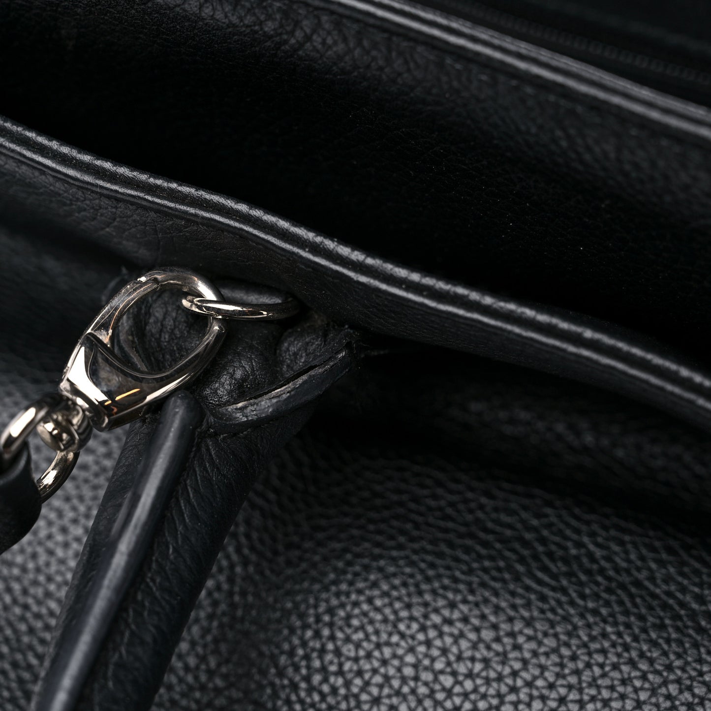Calfskin Cerf Executive Shopper Tote Black