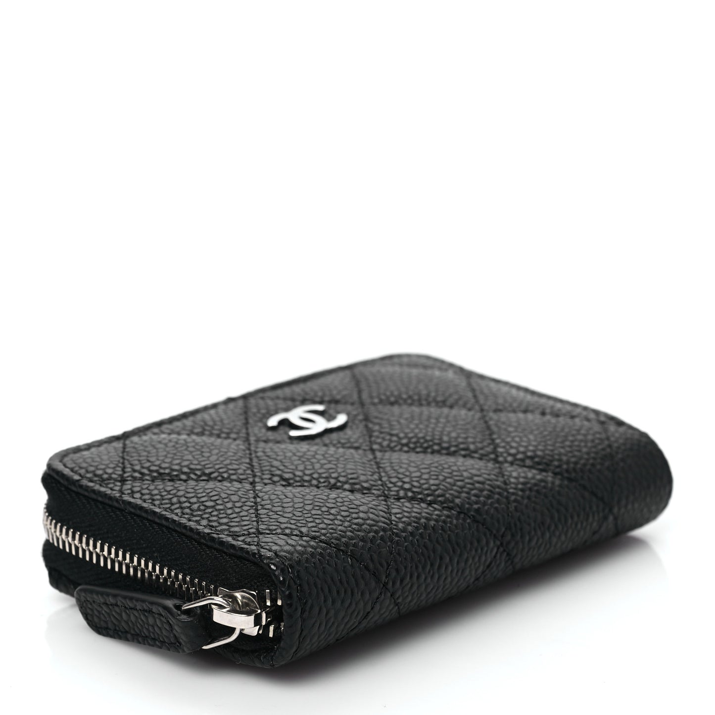 Caviar Quilted Zip Coin Purse Black