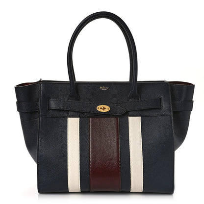 Mulberry Classic Grain College Stripe Zipped Bayswater Midnight White 1 of 8