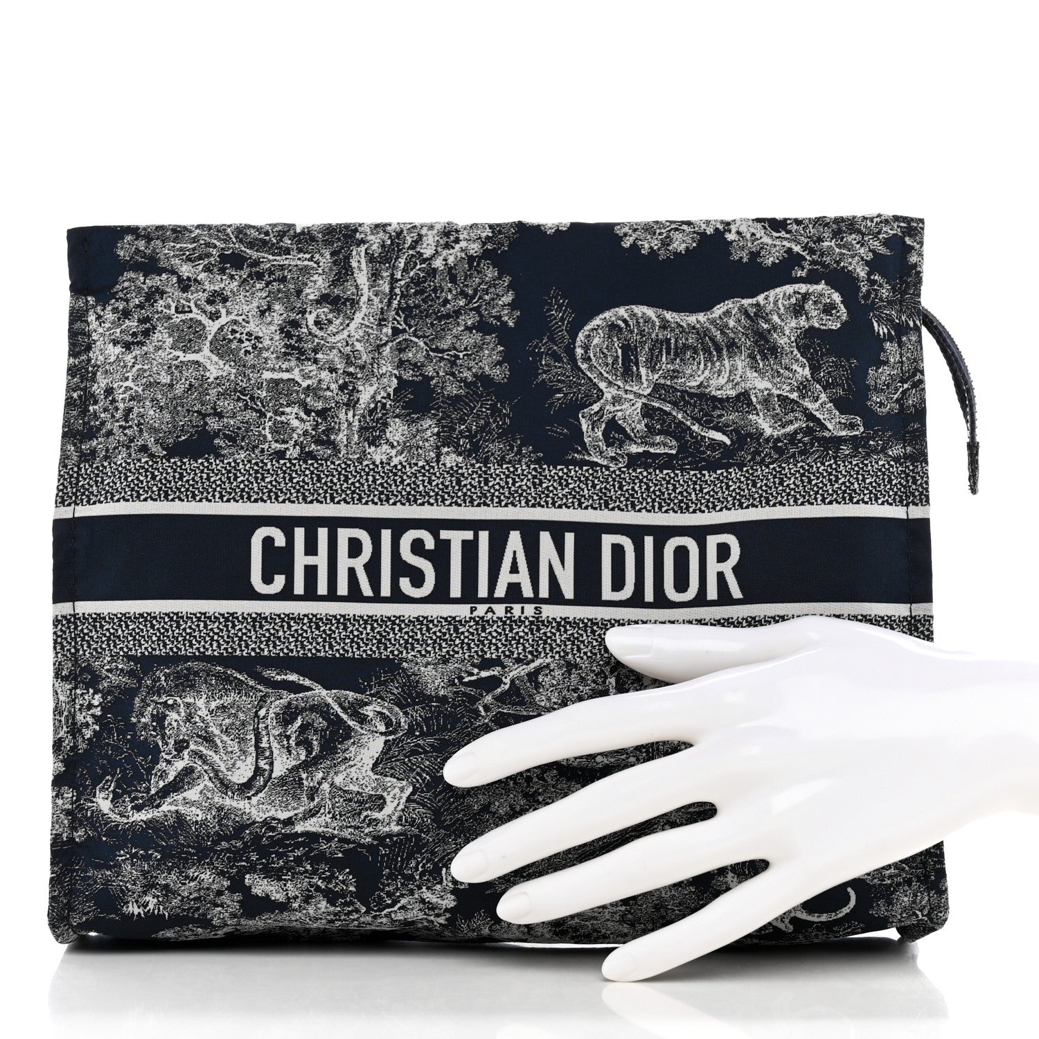 Christian Dior Embroidered Toile De Jouy Diortravel Zipped Pouch Blue 2 of 7