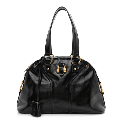 Saint Laurent Textured Patent Calfskin Medium Muse Black 1 of 20