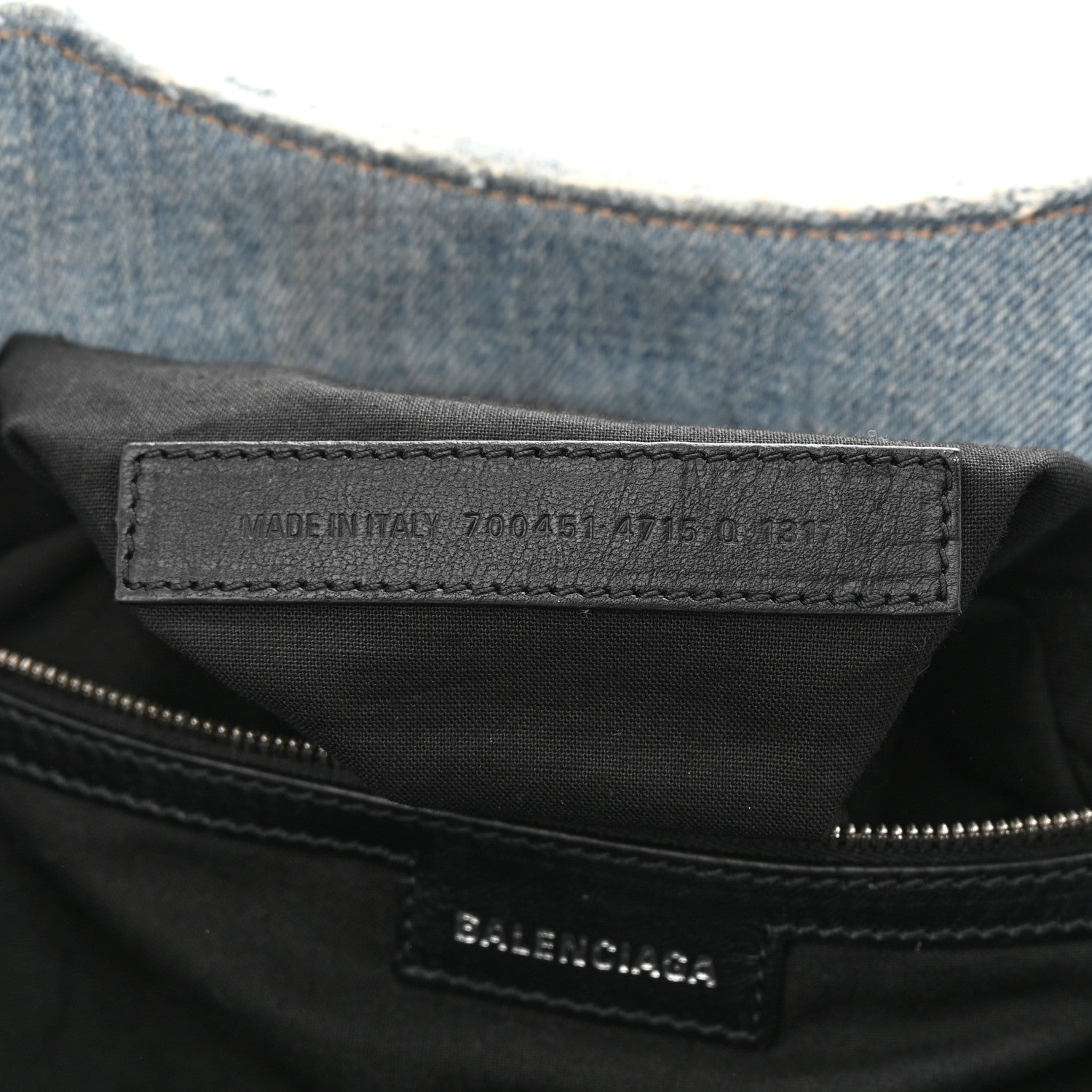 Balenciaga Washed Frayed Denim Crystal Neo Cagole City Handbag Blue 7 of 16