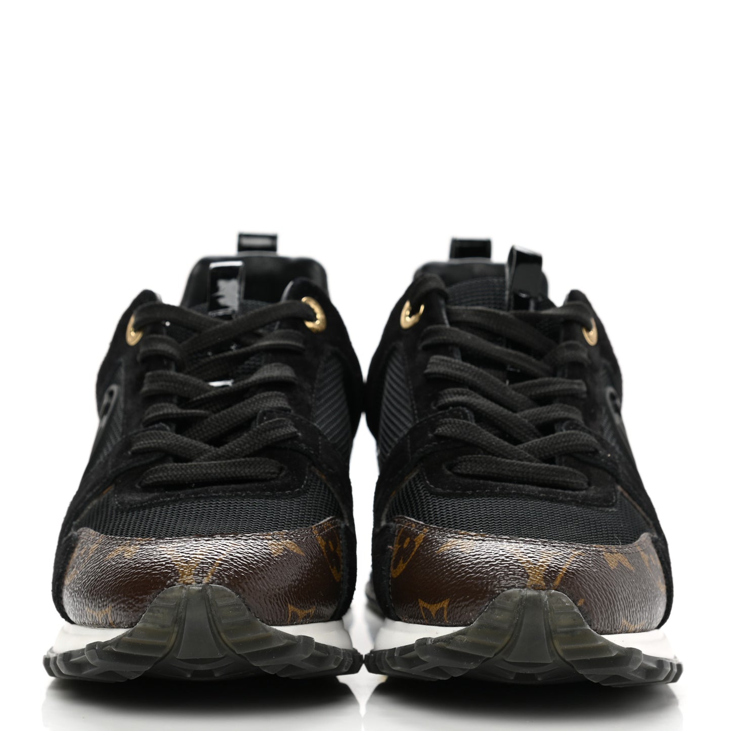 Suede Monogram Run Away Sneakers 37 Black