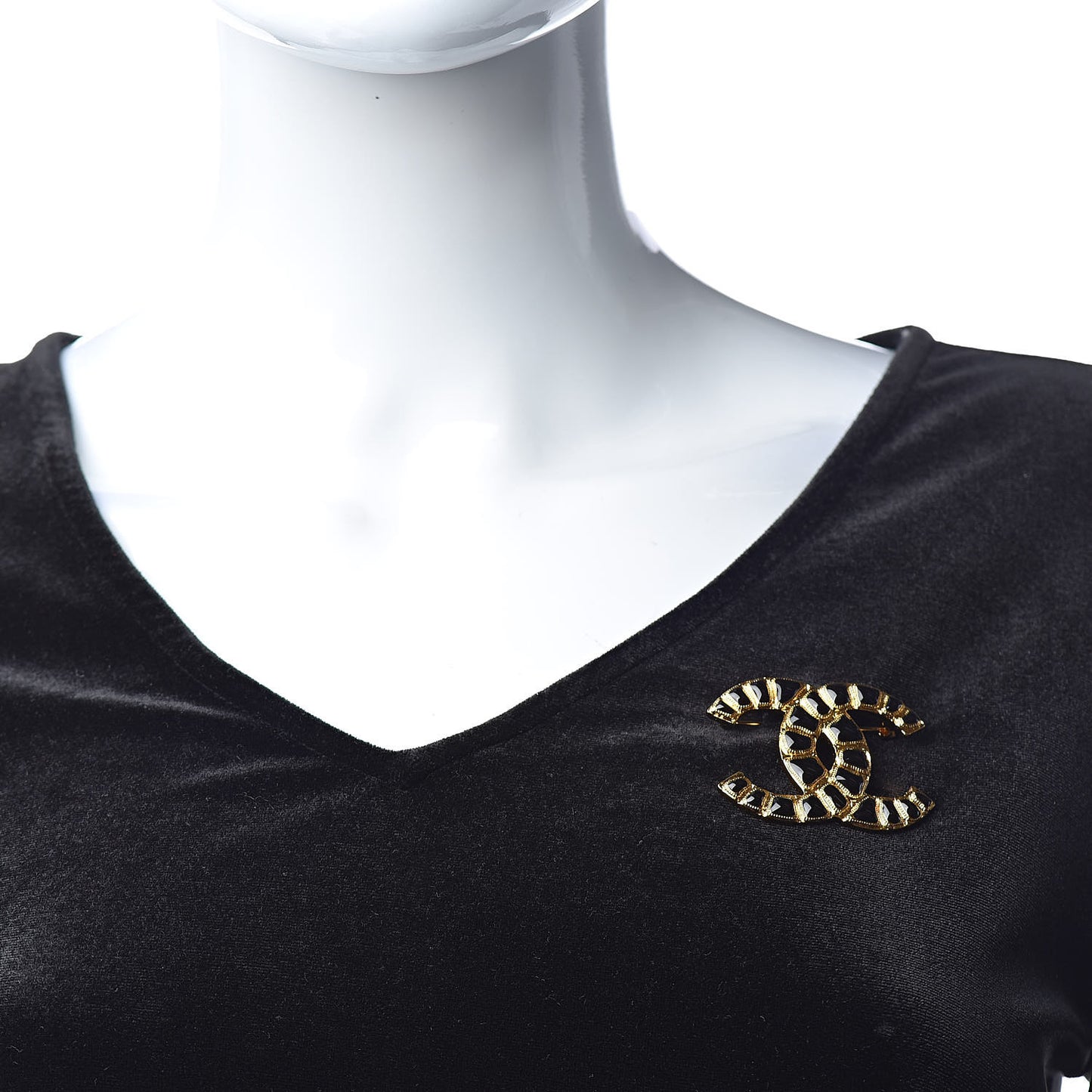 Gripoix Poured Glass Along The Nile CC Brooch Black Gold