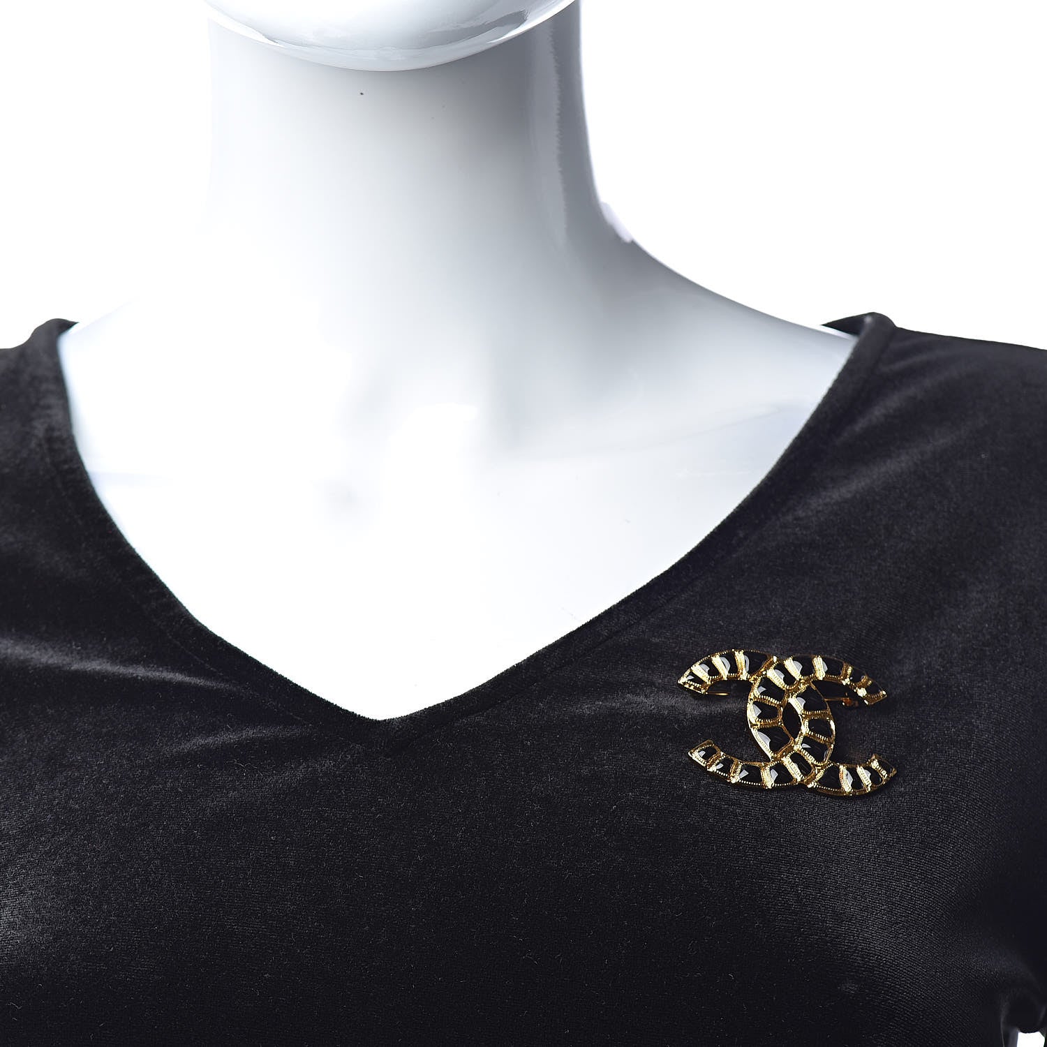 Chanel Gripoix Poured Glass Along The Nile CC Brooch Black Gold 2 of 5