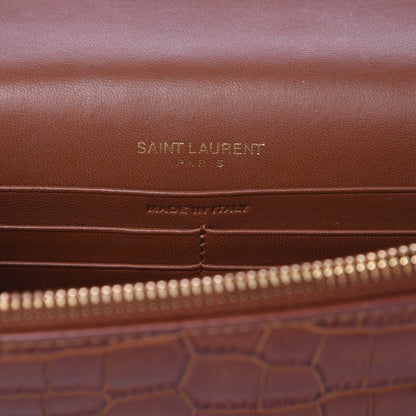 Saint Laurent Calfskin Crocodile Embossed Kate Monogram Tassel Chain Wallet Cuoio Tampona 6 of 6