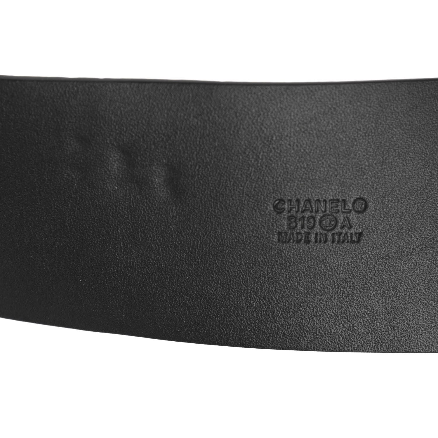 Chanel Crocodile Embossed Calfskin Gripoix Poured Glass Along The Nile CC Belt 80 32 Black 3 of 7