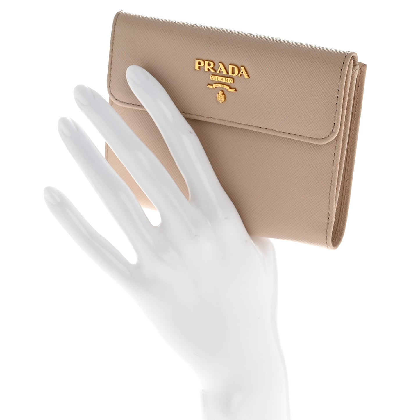 Saffiano Metal Compact Flap Wallet Cipria
