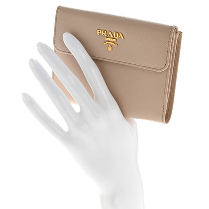 Prada Saffiano Metal Compact Flap Wallet Cipria 2 of 10