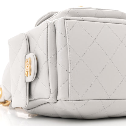 Chanel Shiny Lambskin Quilted Trendy Pockets Hobo Grey 9 of 10